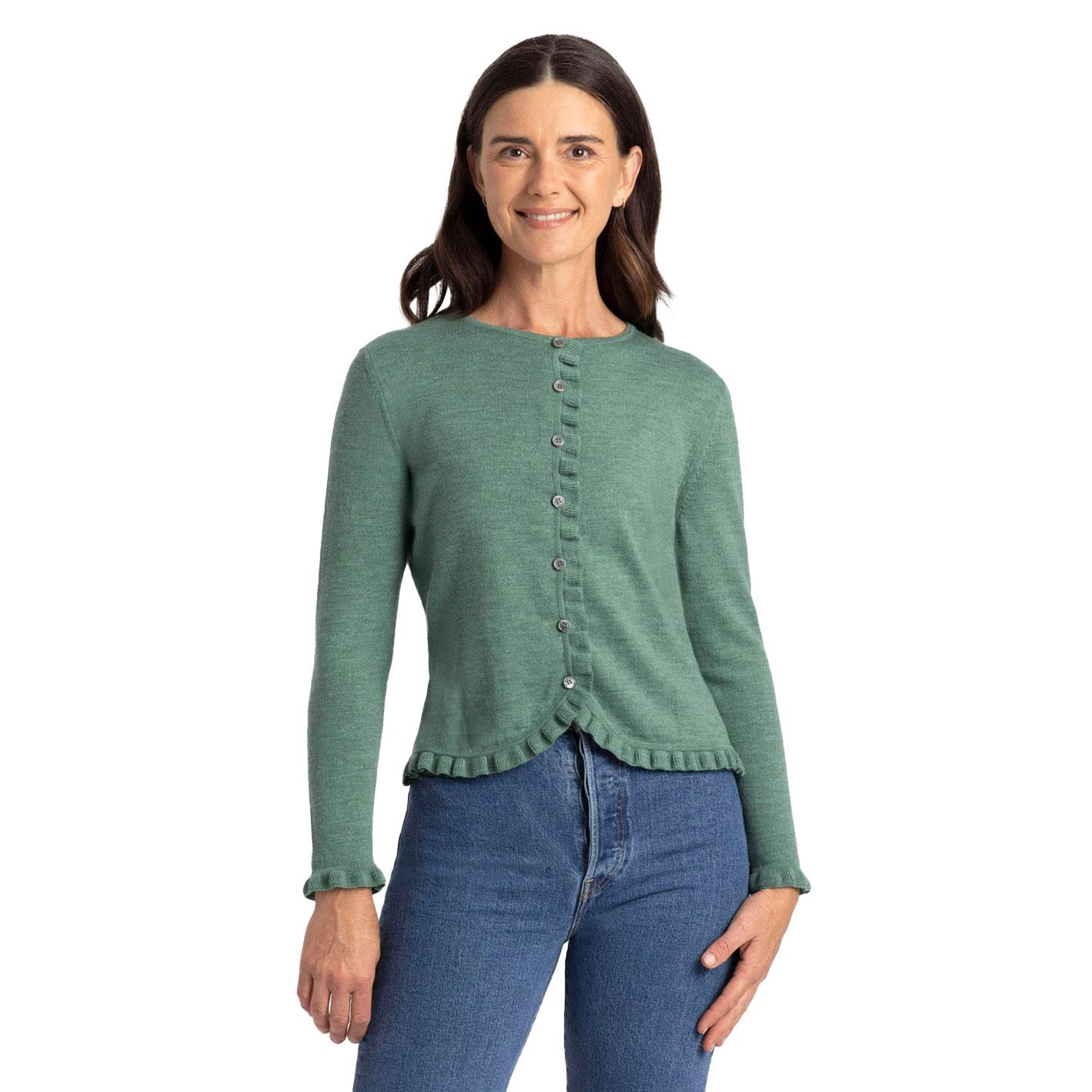 Royal Merino Frill Trim Cardigan